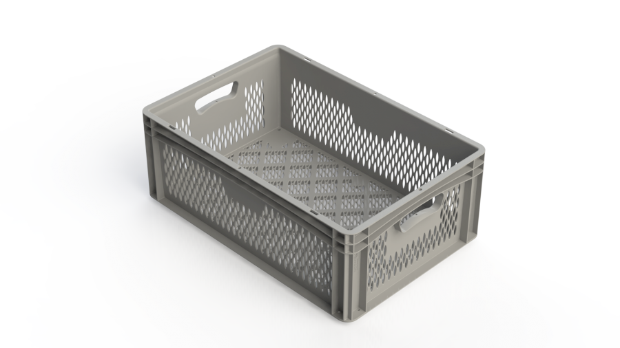 Přepravka Basicline 2262.3300 šedá, OÚ, perforovaná